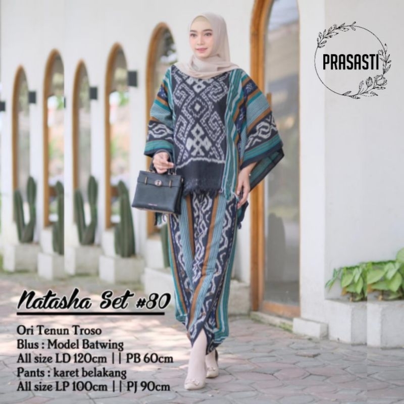 setelan celana tenun wanita blus batwing NATASHA SET