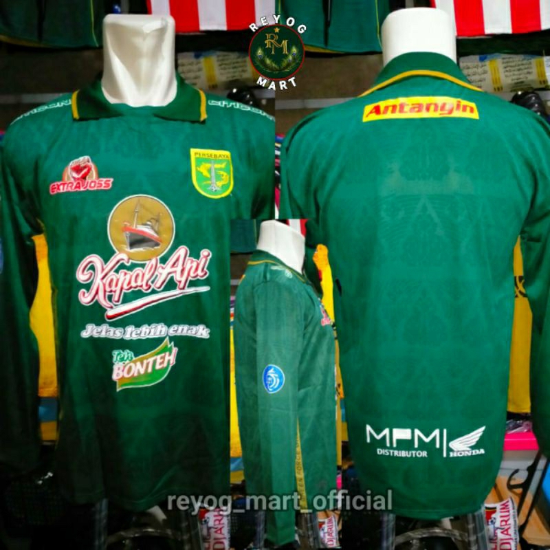 JERSEY PERSEBAYA LENGAN PANJANG HOME 2023 - 2024  BRI LIGA 1 HIJAU LS BERKERAH LOKAL