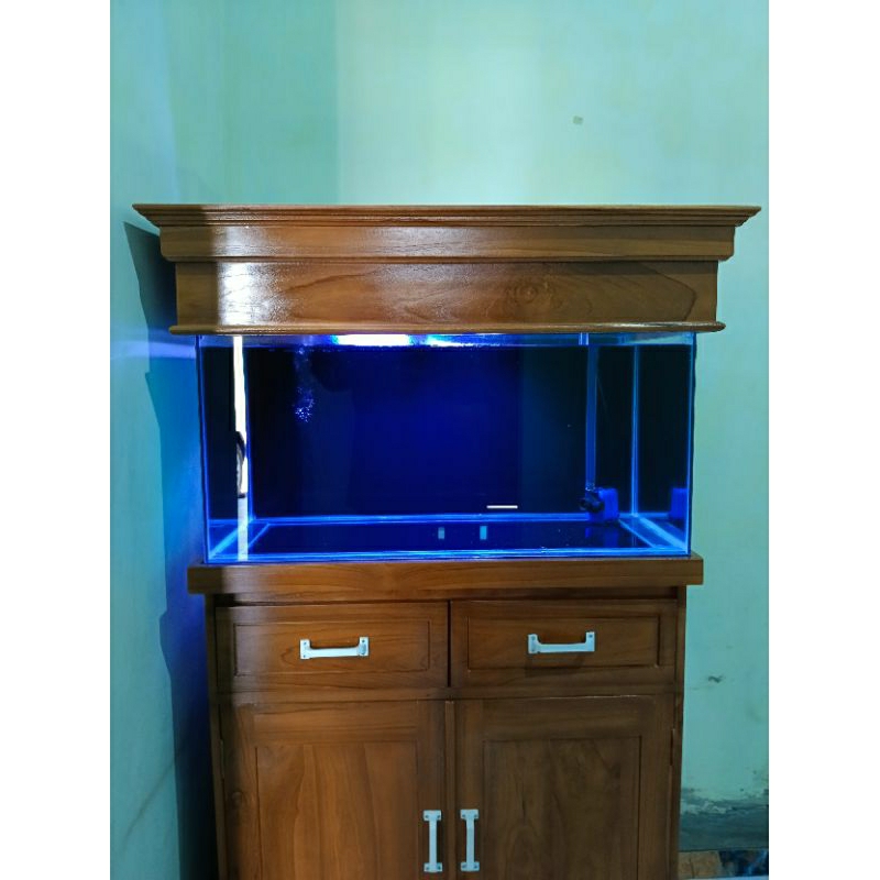 Meja aquarium kayu kabinet aquarium minimalis modern