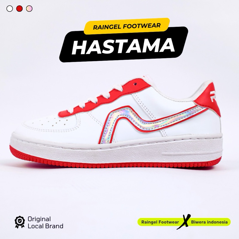 HASTAMA ONE - RAINGEL FOOTWEAR sepatu lokal brand - Sneakers White red Blink