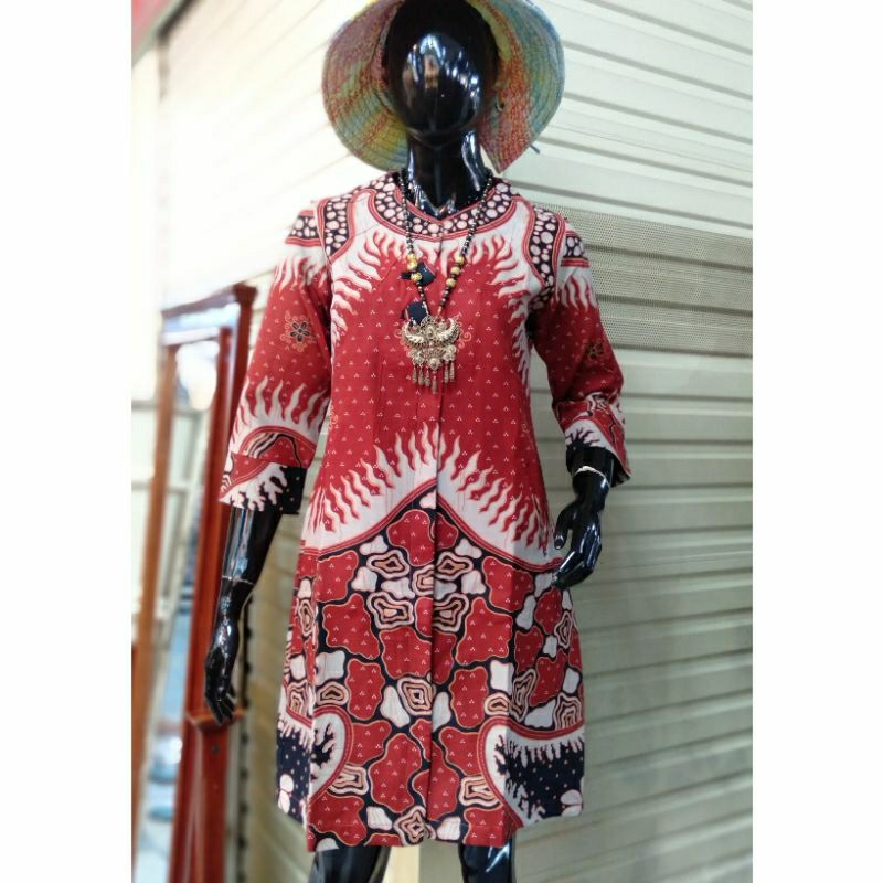 tunik batik merah naga katun solo