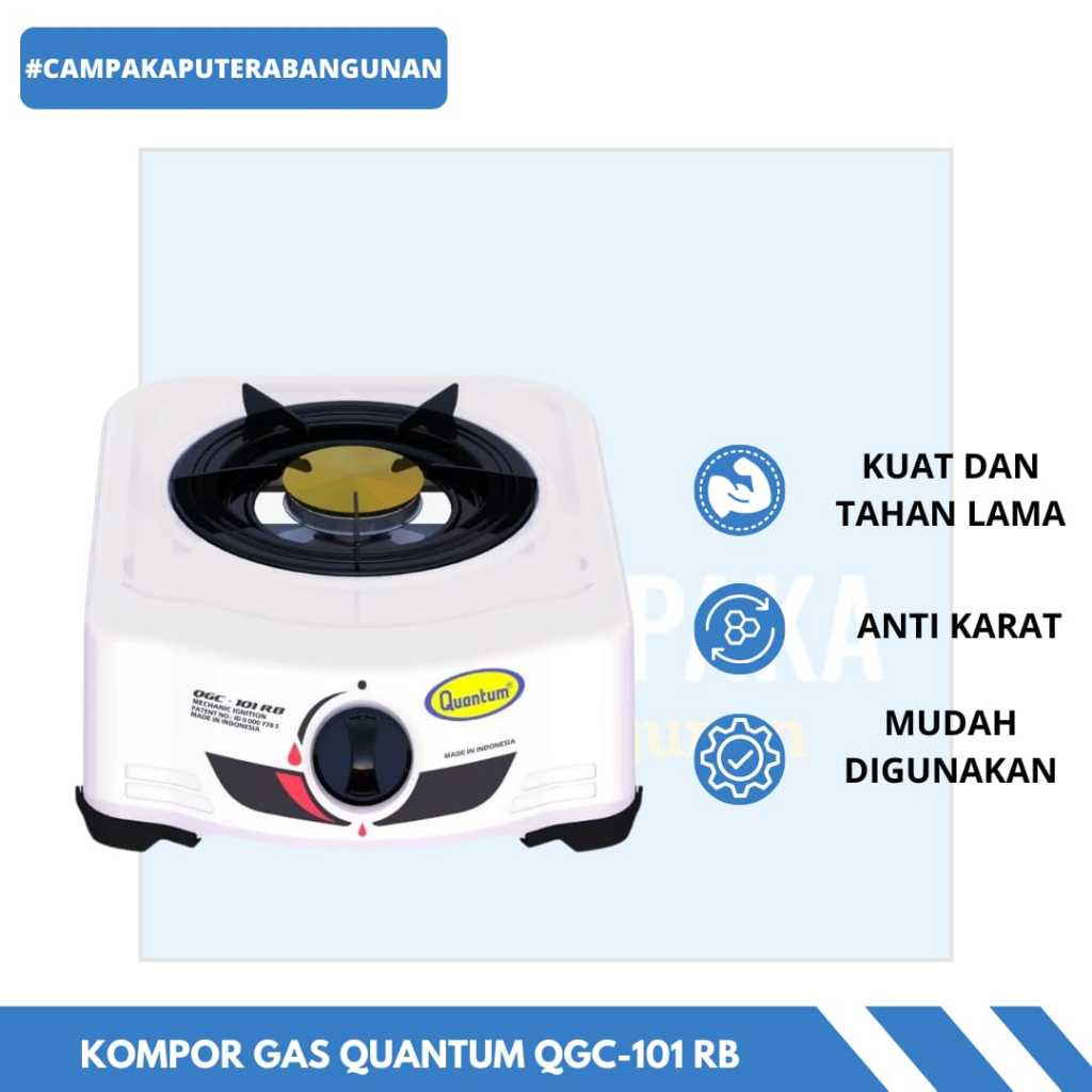 Kompor Gas 1 Tungku Quantum QGC 101 RB / Kompor Gas Quantum Satu Tungku 101RB / Kompor Gas Quantum