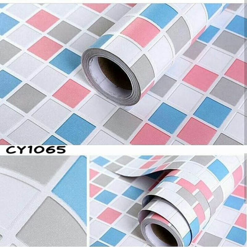 Wallpaper Dinding Kotak Warna Pink Biru Wallpaper Dinding Kamar Tidur Wallpaper Dinding Dapur Stiker