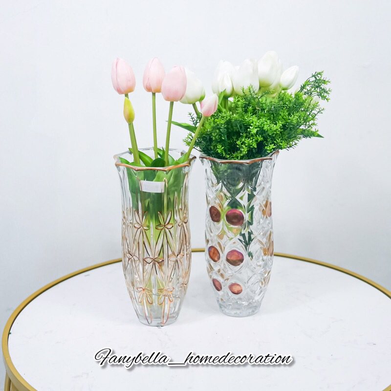 Pajangan meja Vas Bunga Kristal Mewah Putih Keramik  Import Dekorasi Rumah