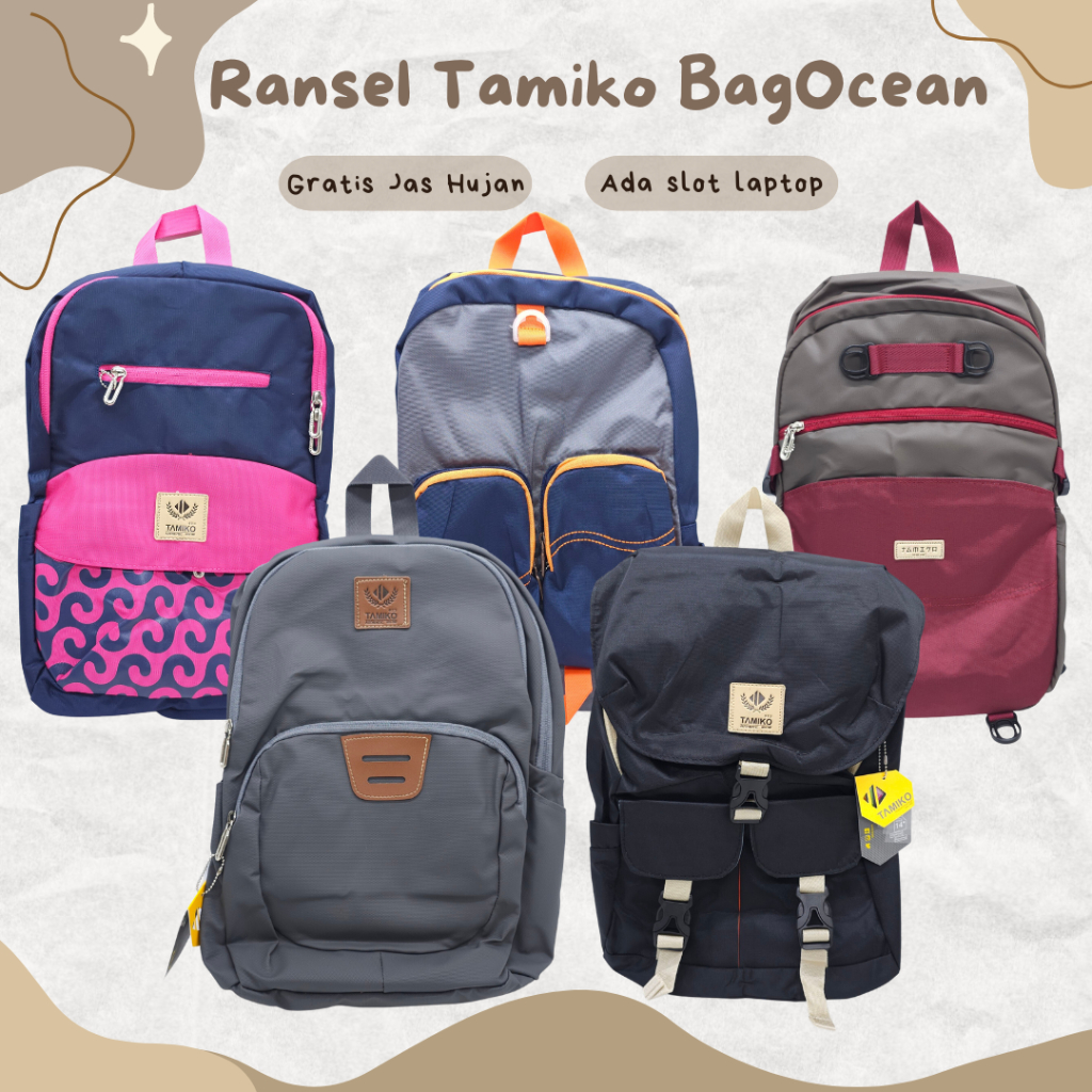 RANSEL LAPTOP IMPORT TAMIKO / TAS SEKOLAH TAMIKO ORIGINAL FREE JAS HUJAN  / BACKPACK CEWEK MURAH / F