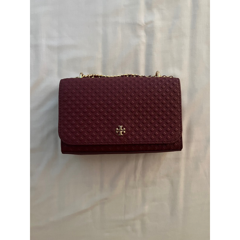 Tory Burch Marion Shrunken Embossed Maroon