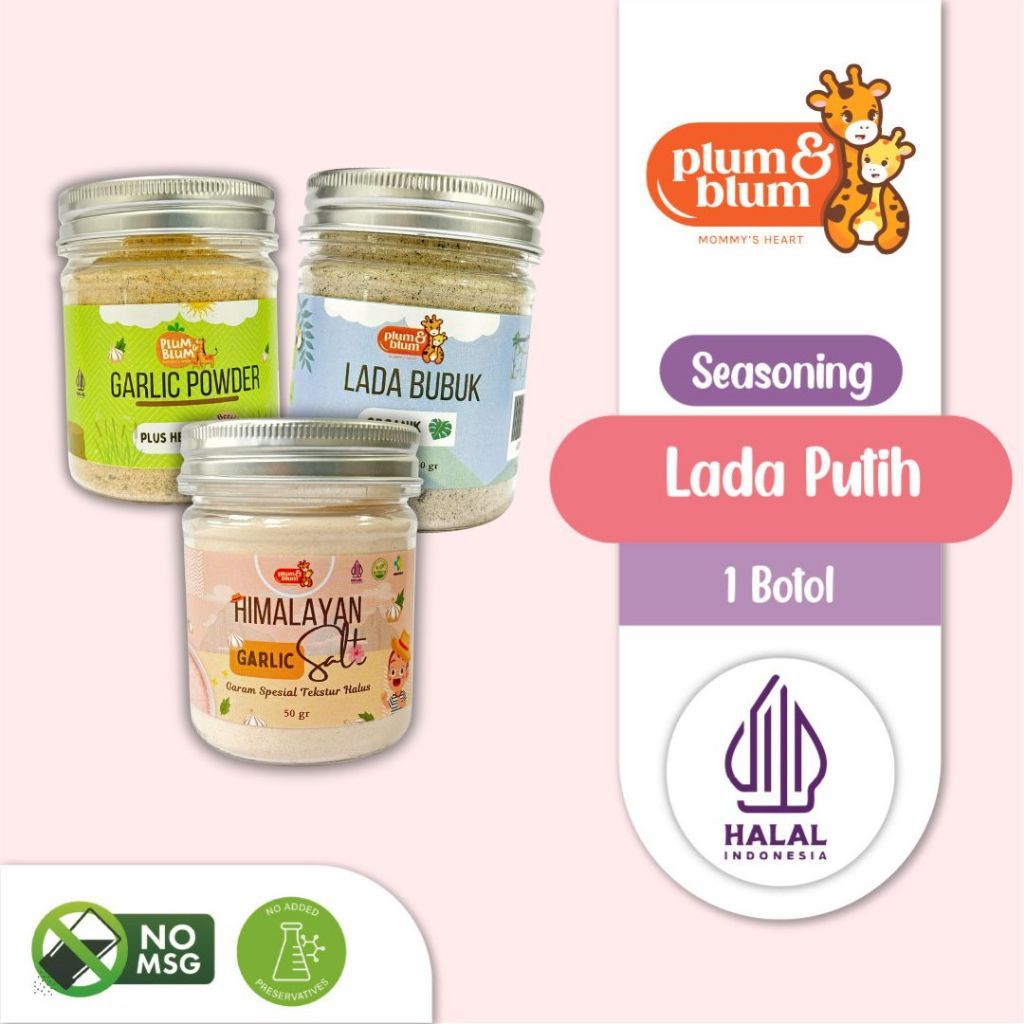 

Plum & Blum Lada Putih Himalayan Salt Garlic Powder Bumbu Dapur Mpasi- 50gr