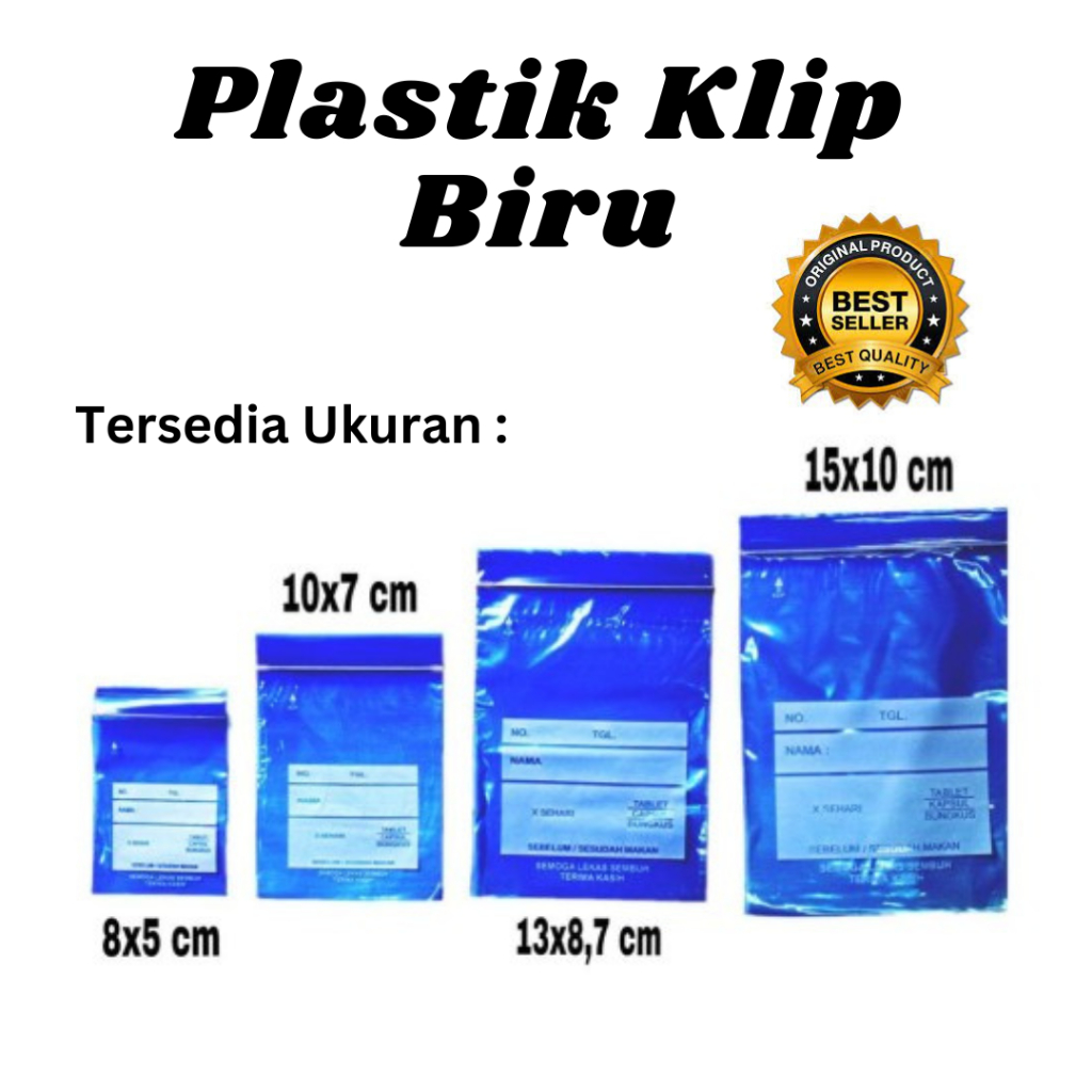 Plastik Klip Obat, (10 bks) uk 5x8, 7x10, 8,7x13, 10x15
