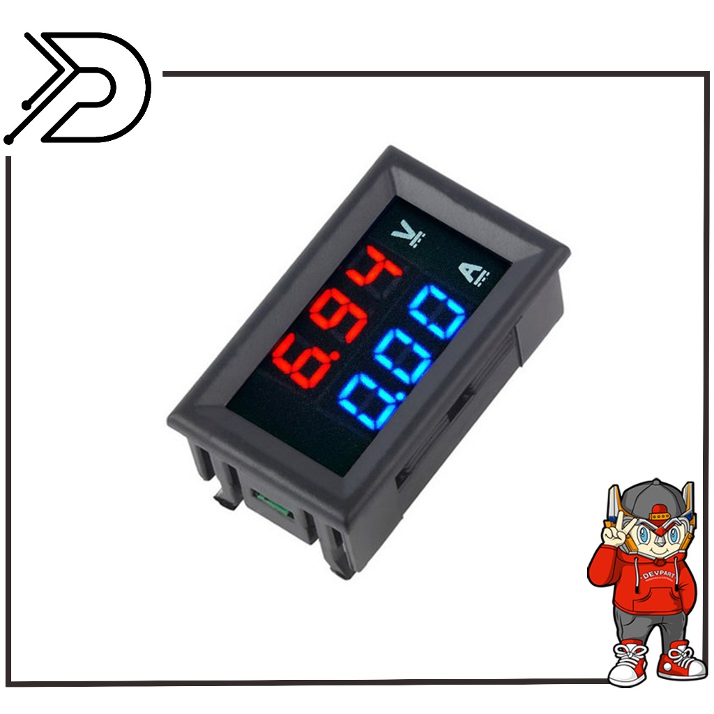 VoltMeter dan AmpereMeter Display Combo DC 0-100V 10A VoltAmpere Meter