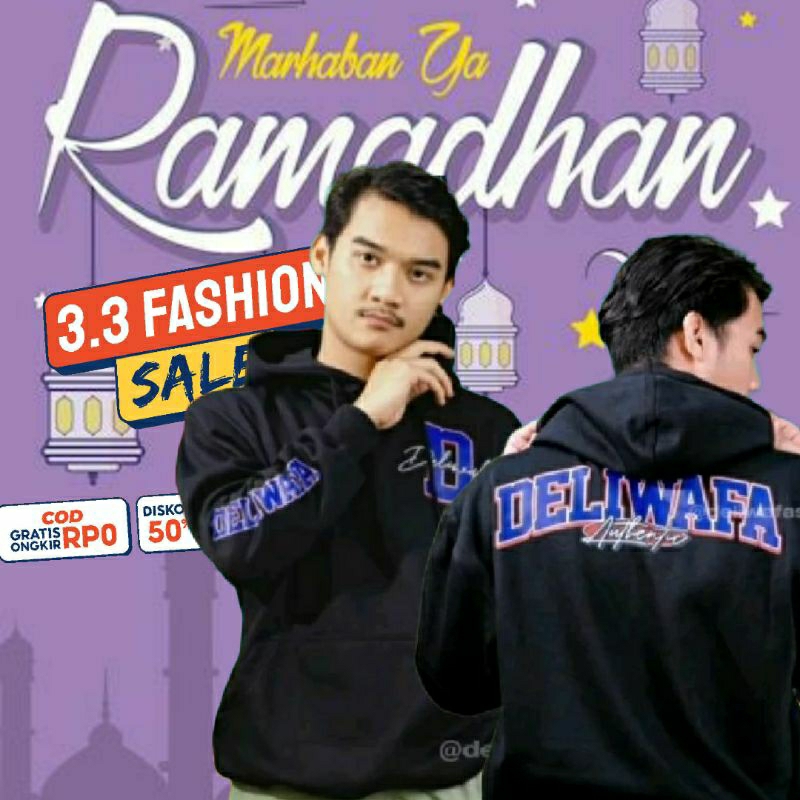 SWEATER HOODIE OVERSIZE DELIWAFA AUTHENTIC WARNA HITAM HOODIE OVERSIZE PRIA WANITA