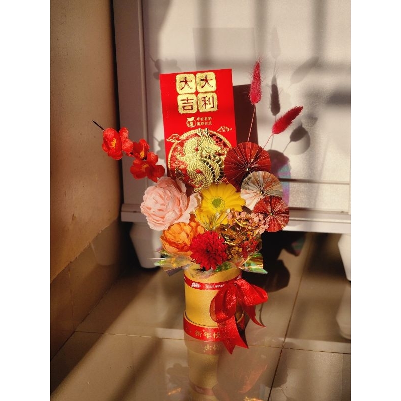 MINI ANGPAO BOUQUET CNY IMLEK SINCIA CHINESE NEW YEAR MERAH GOLD NAGA BUKET BUNGA