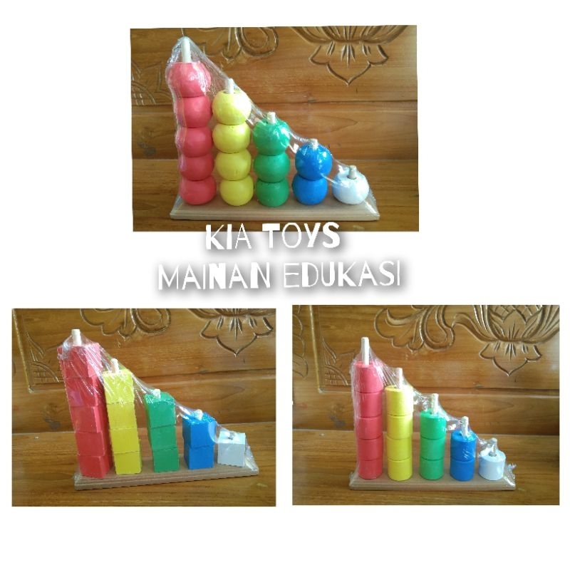 Ape TK Paud Mainan Edukasi Menara Telur ( Tangga Telur ) Menara Kubus ( Tangga Kubus) Menara Silinde
