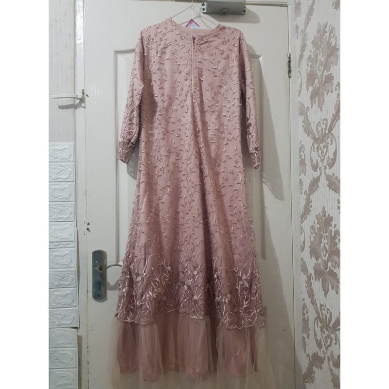gamis brokat dusty pink