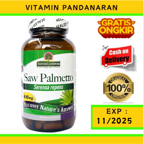 Suplemen Vitamin Natures Answer Saw Palmetto 120 Capsules - Herbal Kesehatan Prostat Pria