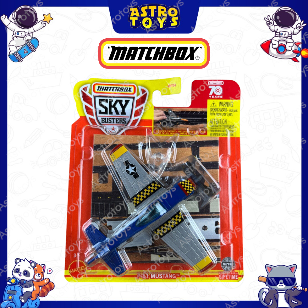 Matchbox Skybuster P51 Mustang Diecast Pesawat Terbang HHT34