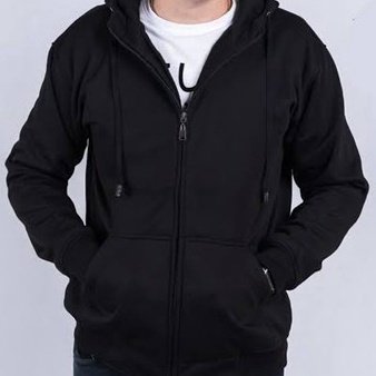 Terupdate  Jaket Sweater Polos Hoodie ZIPPER ukuran S M L XL XXL Pria dan wanita  Hitam