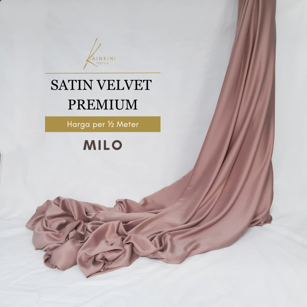 (½ Meter) Kain Satin Velvet Premium Grade A Sateen Kilap Doff Kainkini - Cokelat Milo Coksu Coklat S