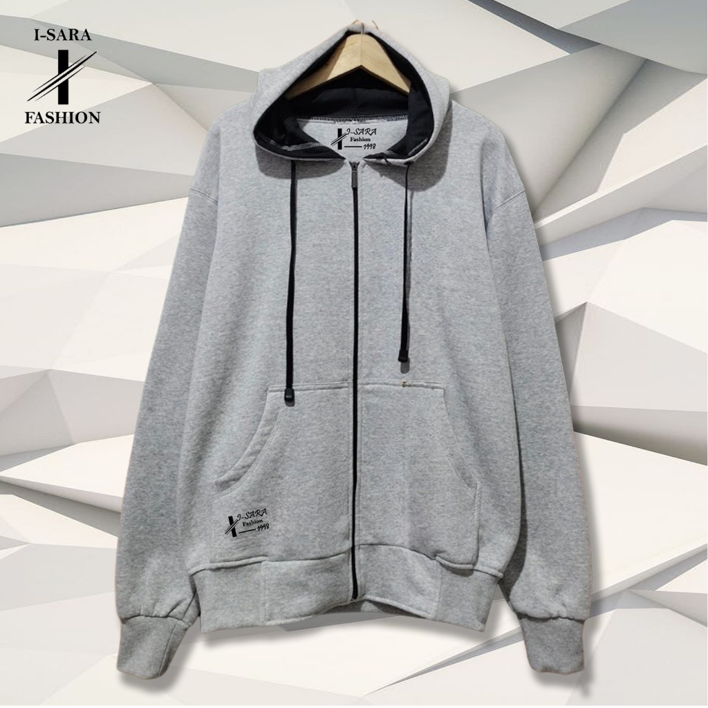 COD Zipper Pria Premium Terlaris Warna Abu Muda Jaket Hodie Resleting Pria Polosan Simple