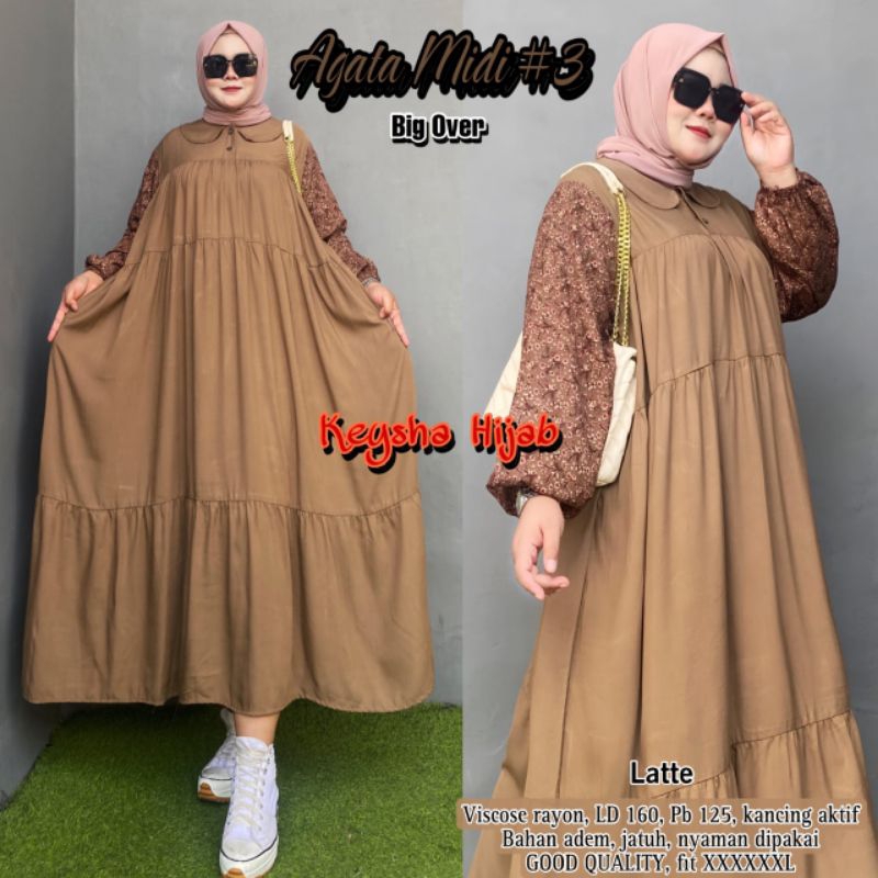 MIDI DRESS OVER JUMBO LD 160 DRESS RAYON BIGSIZE GAMIS SUPER JUMBO VIONA | AGATA#3 MIDI BIG OVER