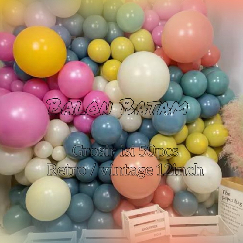 Grosir isi 50pcs Balon Latex Retro / Vintage 12inch