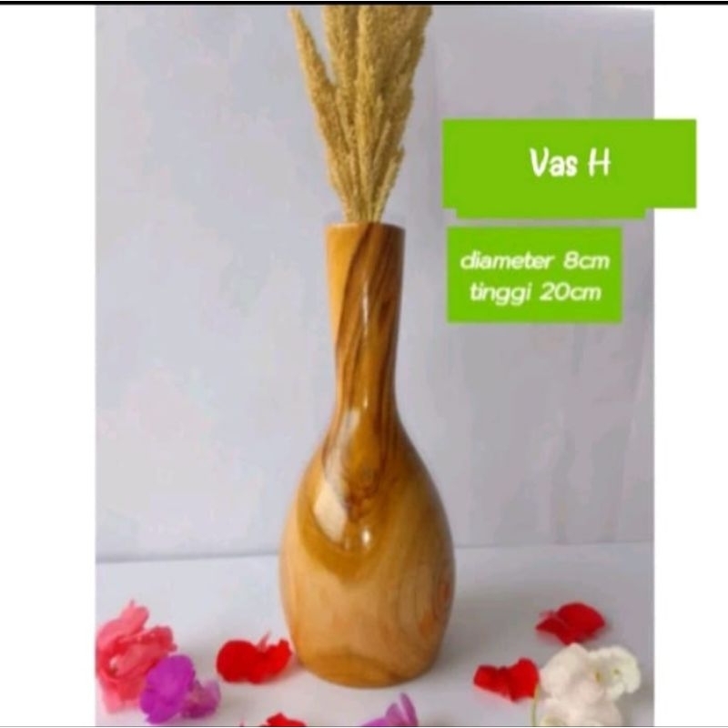 vas bunga, vas rustic, 100% kayu jati asli