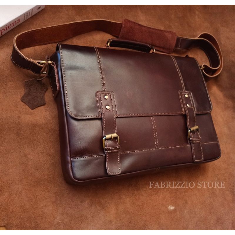 tas kerja laptop | tas messenger postman kulit sapi asli