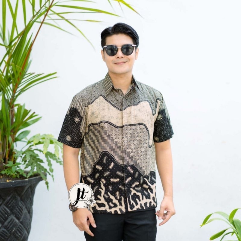 Baju Batik Couple modern pria wanita kancing depan