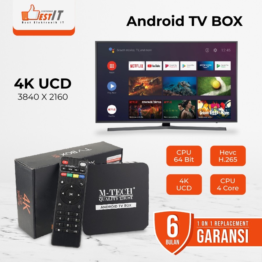STB TV Box Android 10 4K Ultra HD - WIFI Original M-Tech