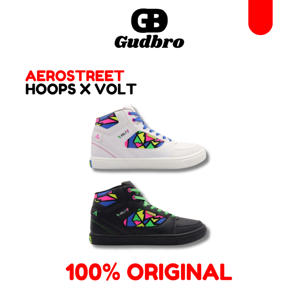 [ORIGINAL] AEROSTREET HOOPS X VOLT SERIES HITAM PUTIH - SEPATU SNEAKERS CASUAL  PRIA WANITA
