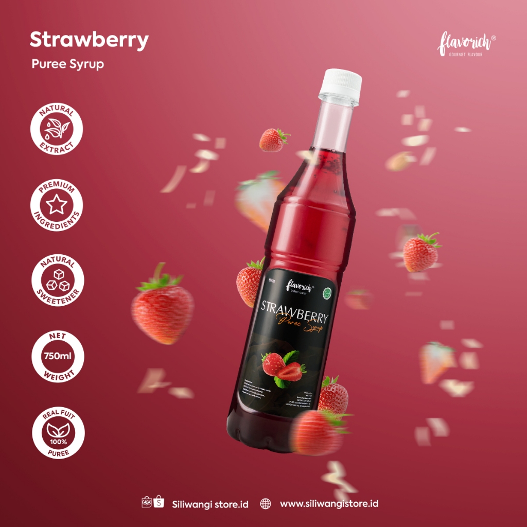 

FLAVORICH - Sirup Puree Strawberry / Gourmet Syrup / Sirup Untuk Hotel, Restaurant and cafe.