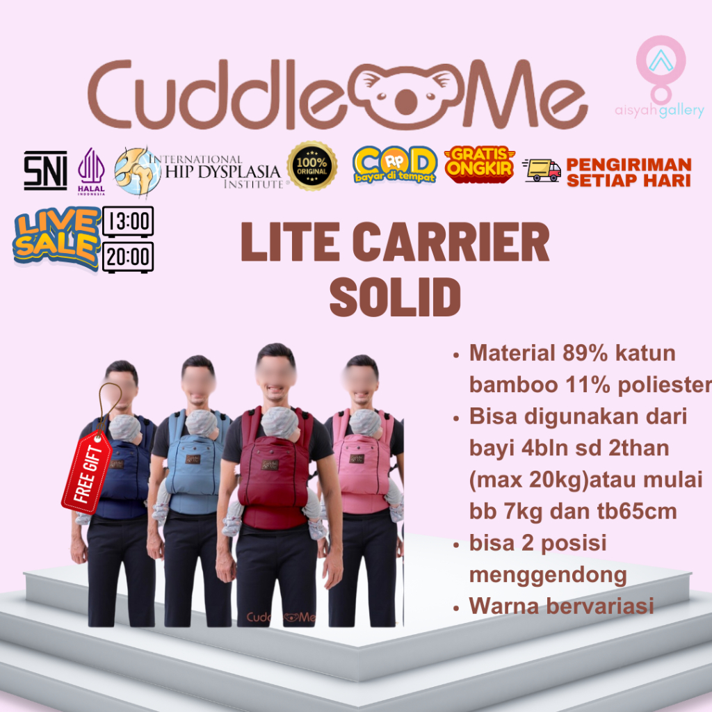 Gendongan ssc m shape cuddle me lite carier polos cuddleme solid