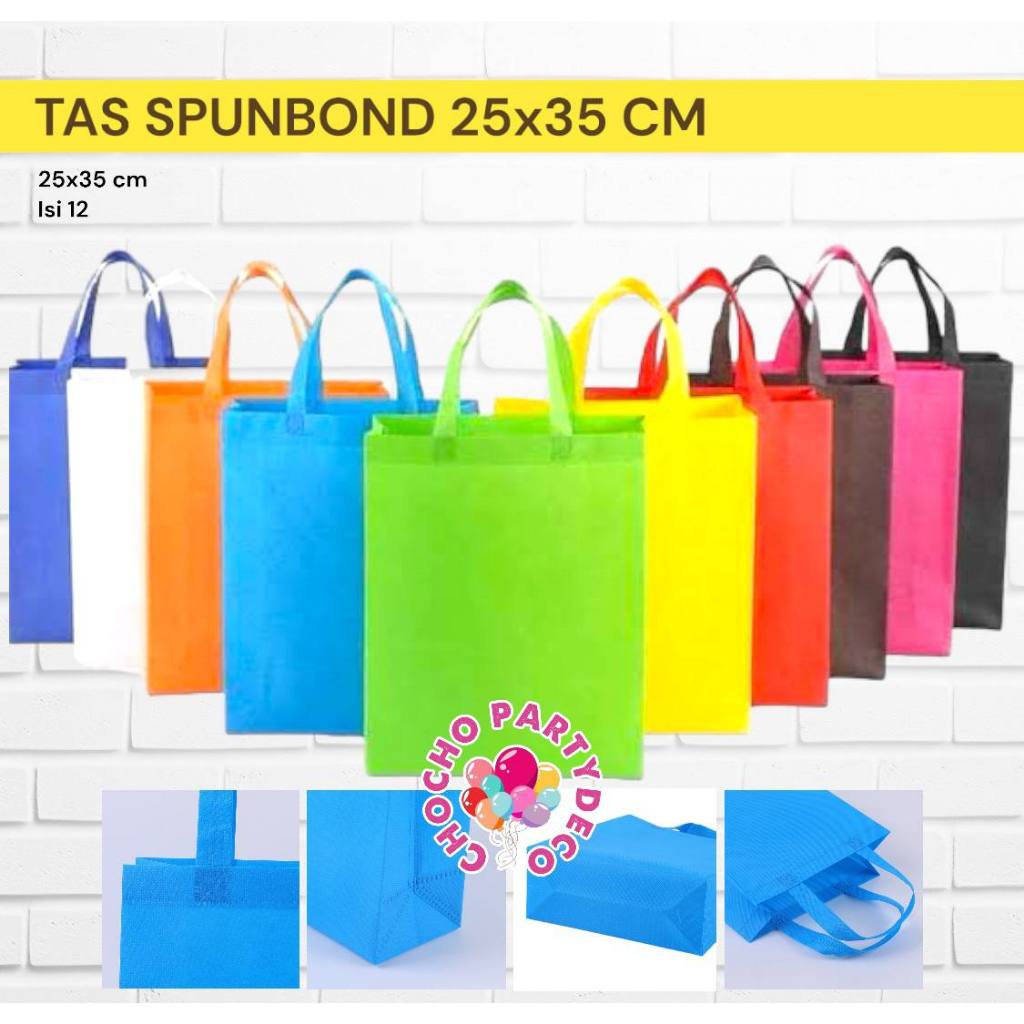 

Tas Spunbond 25x35 Cm Isi 12 / Tas Ulang Tahun Polos Kain Goodie Bag Souvenir Hampers