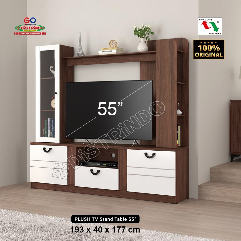 DISTRINDO Bufet TV Minimalis / Rak TV 55INCH / Bufet TV dengan Rak Pajangan