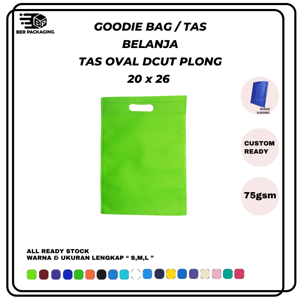 

Goodie Bag 20 x 26 Oval Tote Bag Tas Kain Souvenir Hampers Tas Spunbond - Pcs