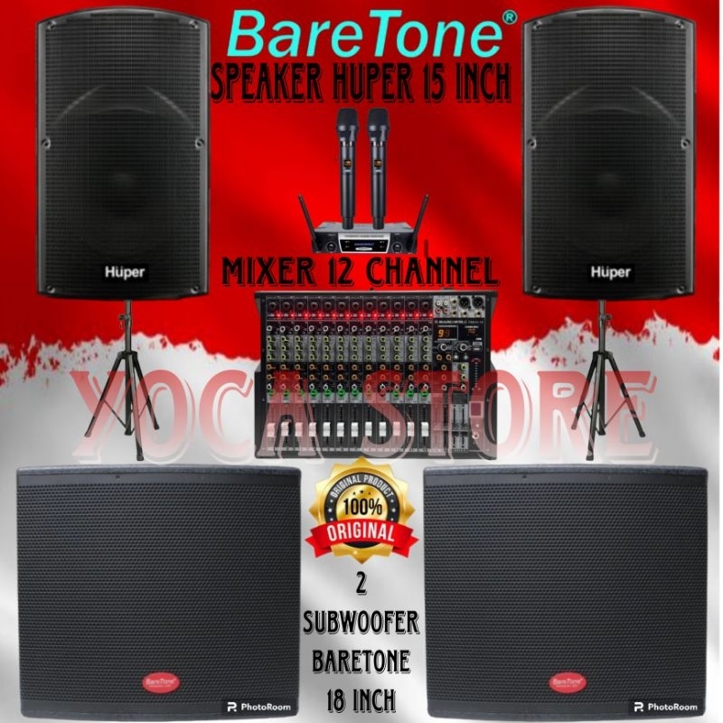 Paket Karaoke Live Musik Akustik HUPER 15 Inch 2 Subwoofer 18 in 2 mic