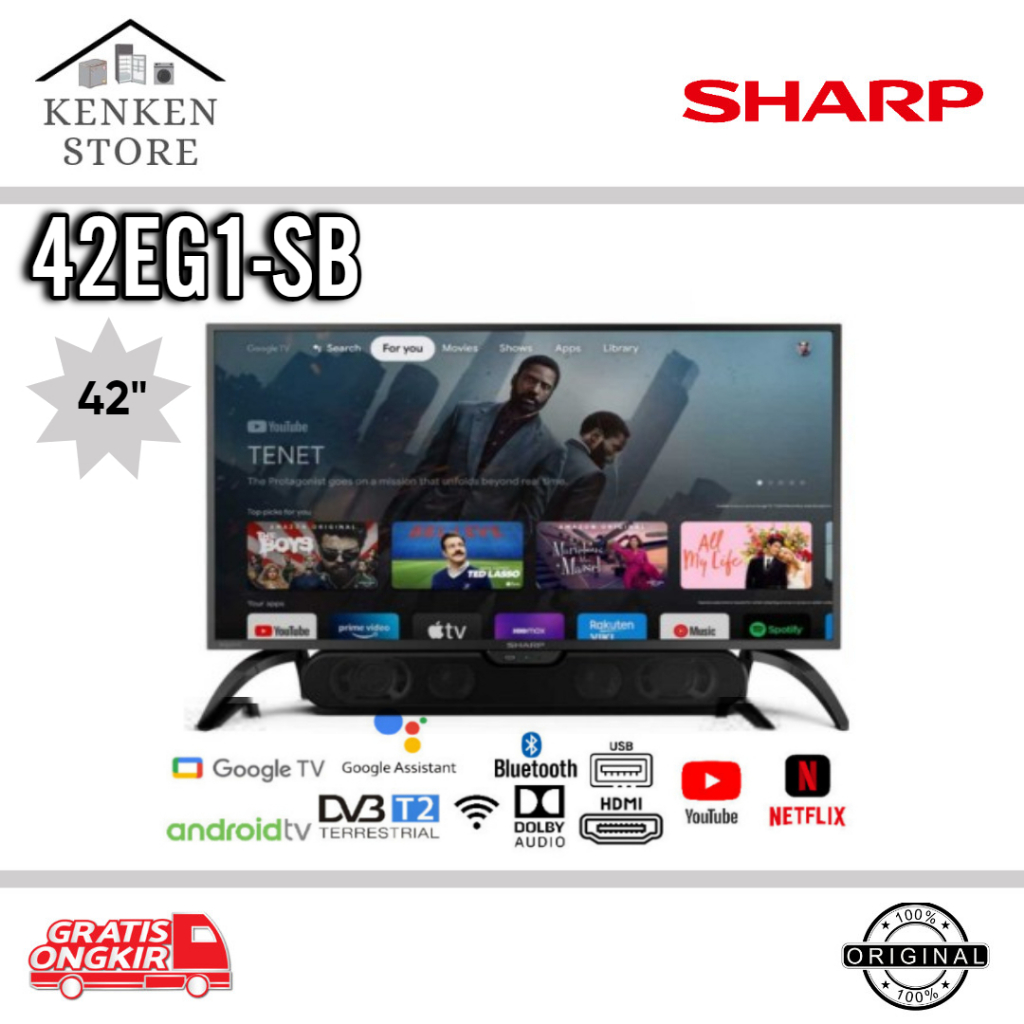 TV LED ANDROID SHARP 42EG1-SB SOUNDBAR GOGLE TV 42INCH