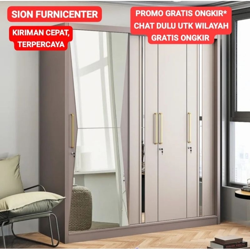 lemari pakaian sliding 2 meter / lemari sliding 2 meter / lemari sliding mewah / lemari sliding pint