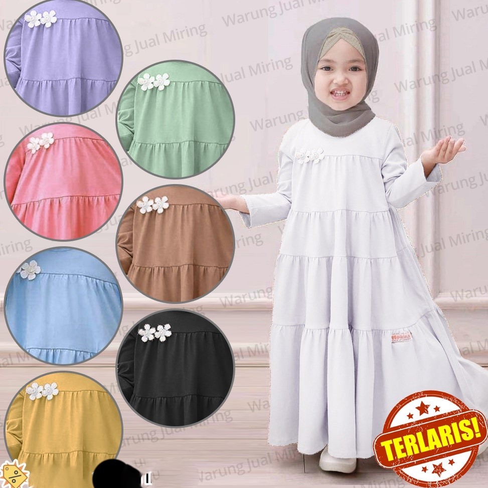 Gamis Anak Princess 4-5 Tahun Model Susun Bahan Voxy Melar Balita Murah Kids Batita Kecil Perempuan 