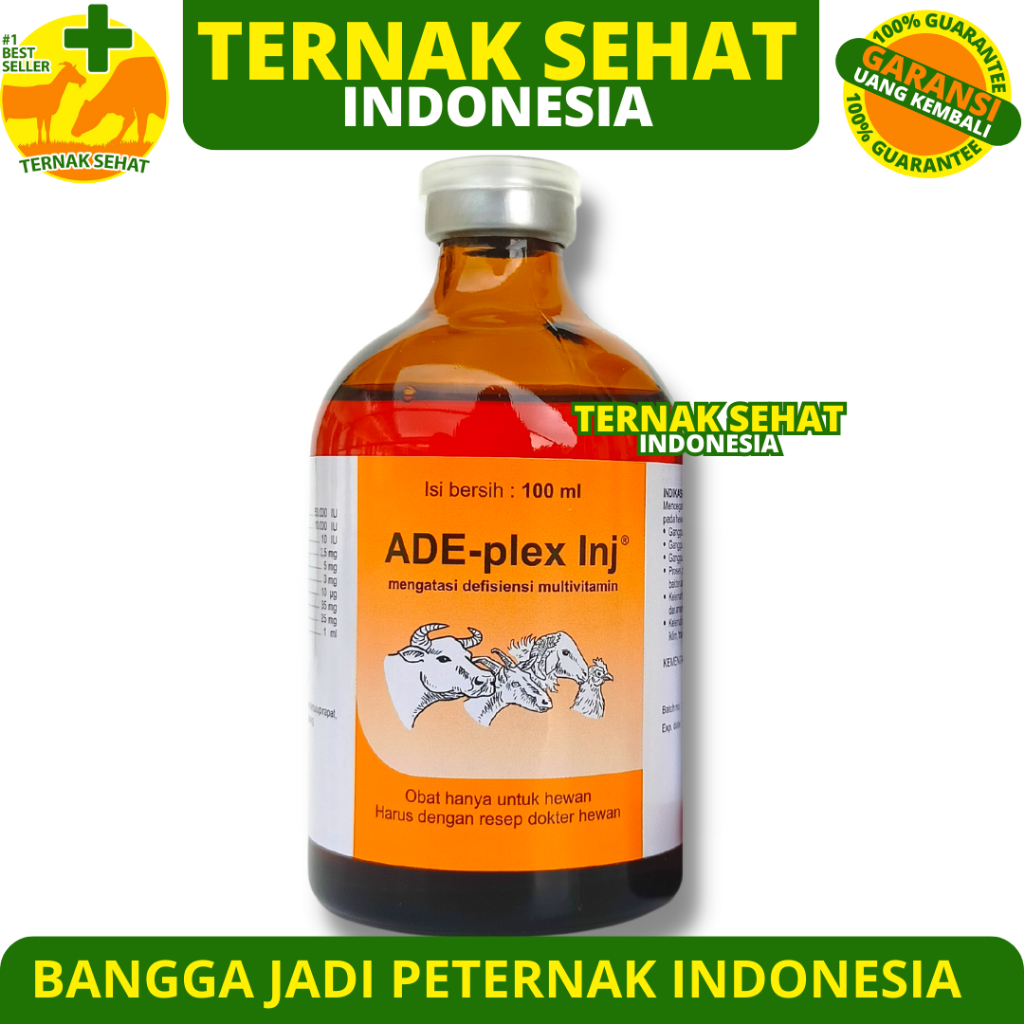 ADE PLEX INJEKSI 100 ML MEDION - Multivitamin Hewan Vitamin ADE dan B Complex Lengkap Sapi Kambing D