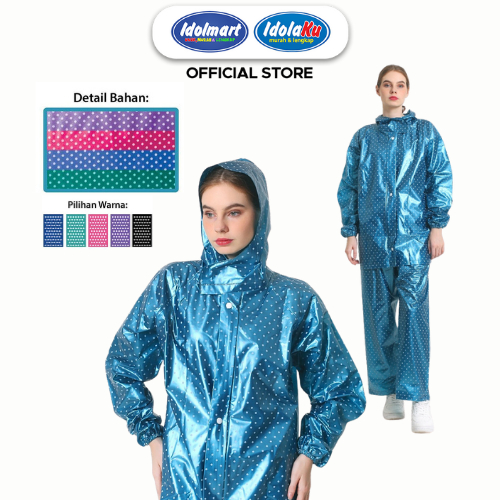 IDOLMART Jas Hujan Dewasa /Jas Hujan 810 Plevia Pria Wanita Dewasa Polkadot Unisex