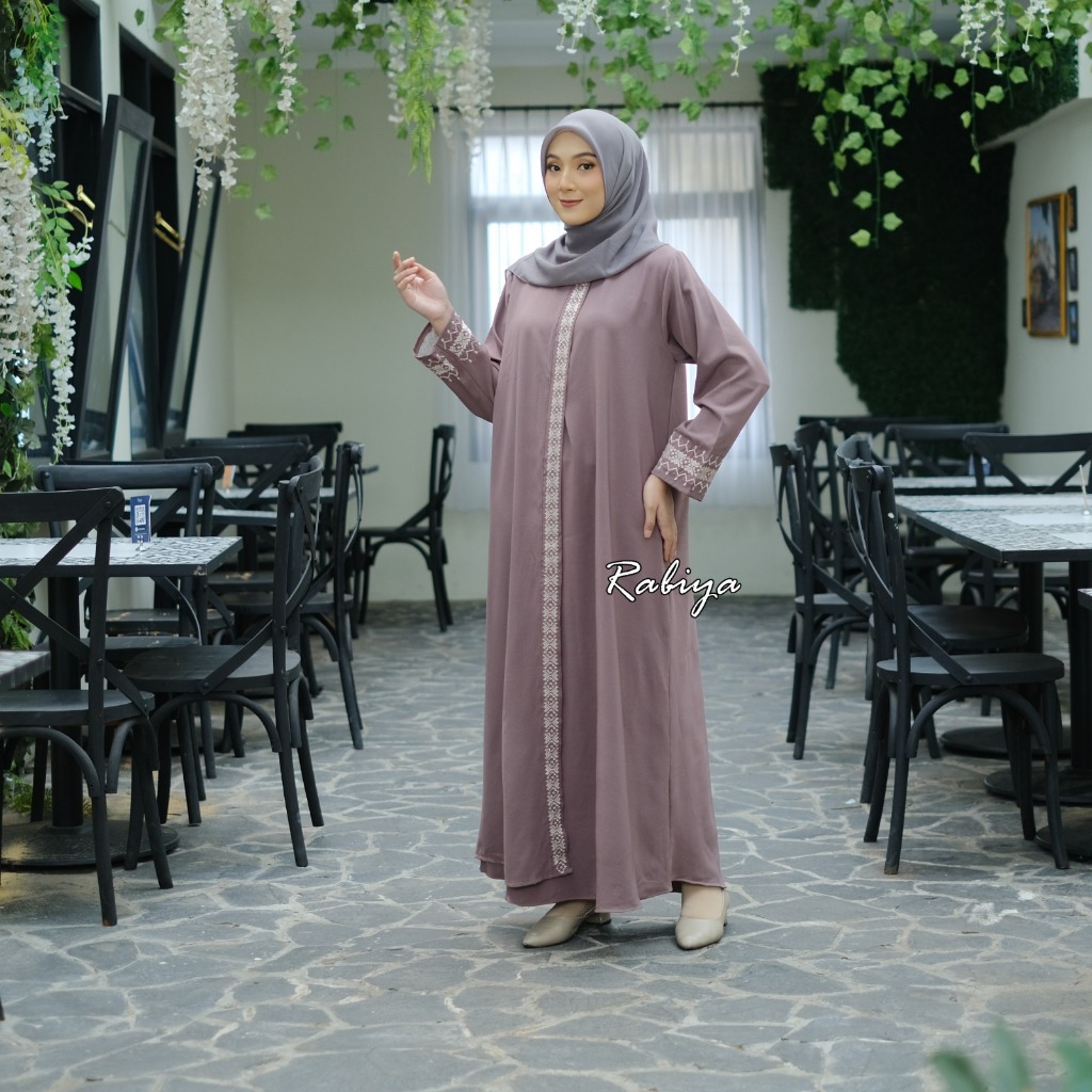 abaya bordir jumbo / dress jumbo abaya / gamis abaya jumbo ld 100 - 140