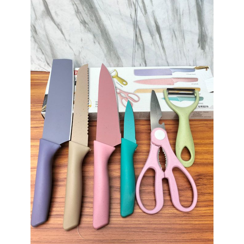 bright crown kitchen knife set stainless steel/pisau dapur set 6in1 bahan stainless steel premium