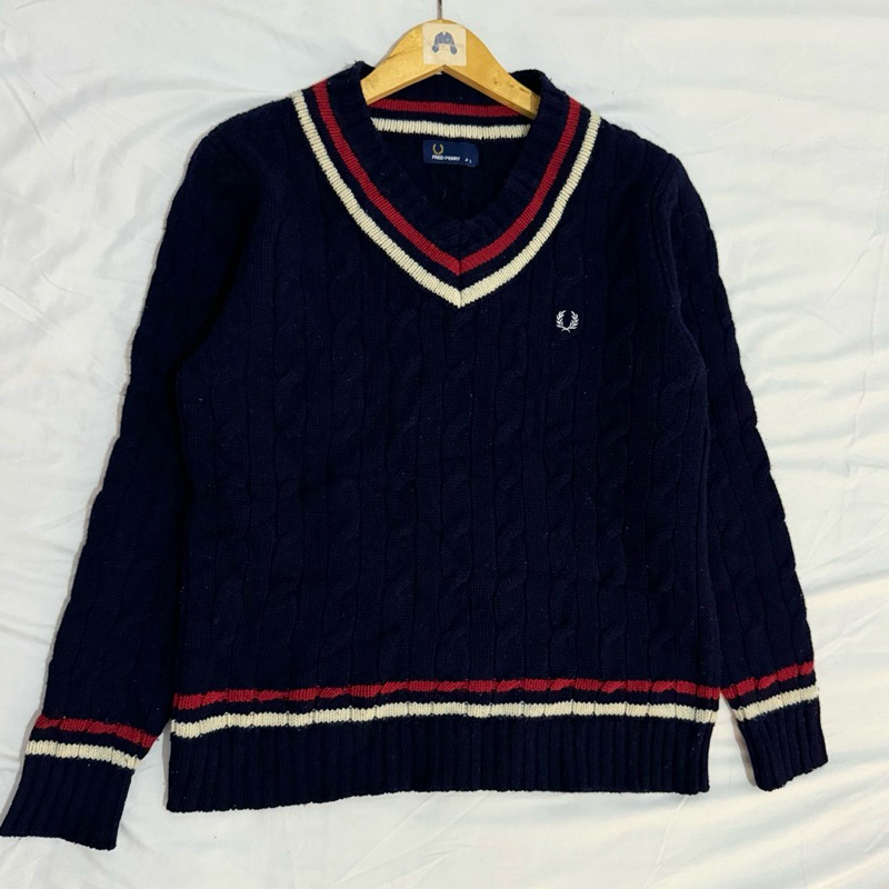 Fred Perry Sweater Academia Cable Kepang Preloved