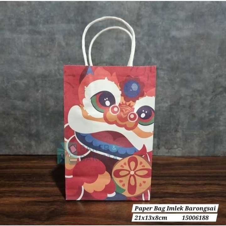

Paper Bag Imlek Barongsai 21x13x8cm paper bag cake cookies CNY sincia