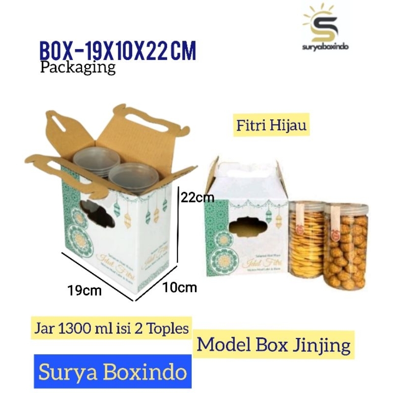 

Box 19x10x22 cm JAR 1300 ml isi 2 Toples/Kardus/Toples Bulat/Kuker/idulfiri/Lebaran