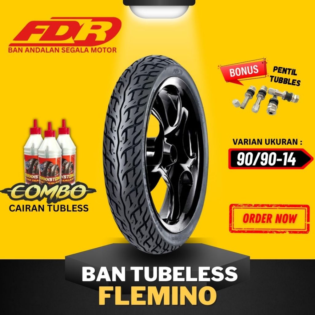 Yukk [READY COD] Ban FDR Flemino 90/90-14 Ring 14 / Ban FDR Tubeless Tubles Ring 14 ( 90/90-14 ) Ban
