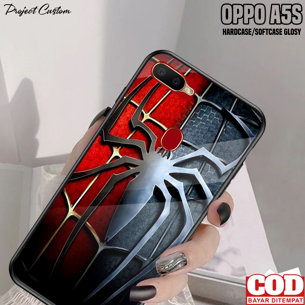 Case Oppo A5S - Casing Hp Oppo A5S Motif ( SPDRMN ) - Softcase Glass Kaca - Kondom Hp - Cassing - Pe