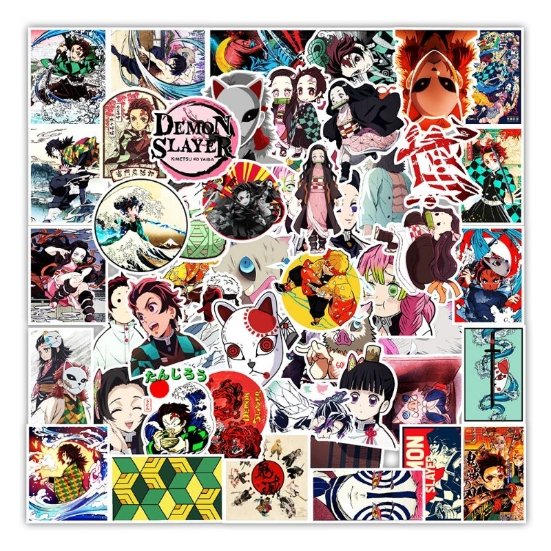 

50pcs Stiker Anime demon slayer Bahan Vinyl Anti Air Stickers aesthetic for outdoor & indoor