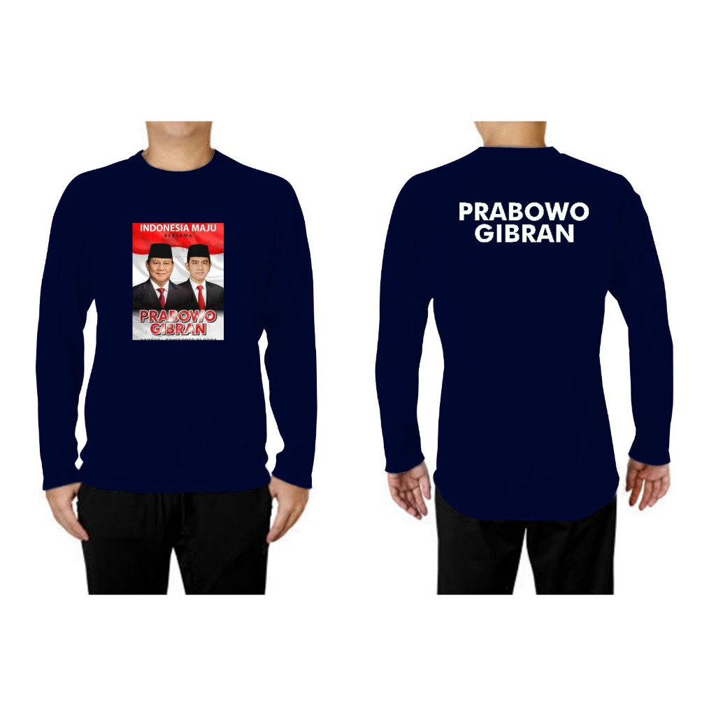 KAOS LENGAN PANJANG PRIA DB "DTF PRABOWO GIBRAN" GAMBAR DEPAN BELAKANG KEREN