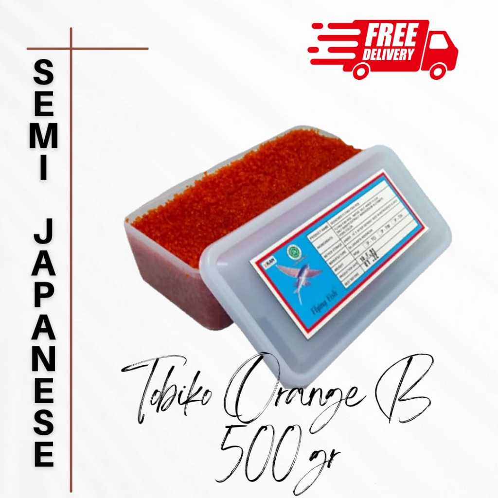 

Tobiko Orange Grade B 500gr – Telur Ikan Terbang Halal | Flying Fish Roe Segar